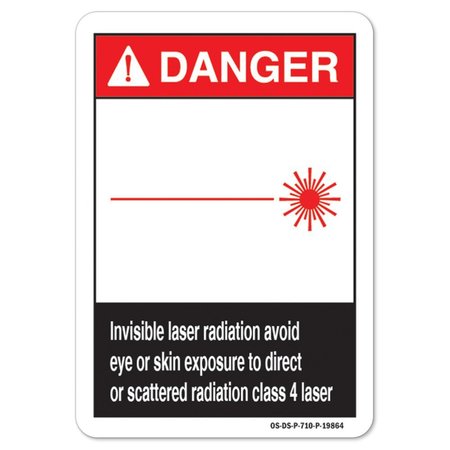 SIGNMISSION OSHA, Invisible Laser Radiation Avoid Eye Or Skin Exposure To, 7in X 5in, 7" W, 5" H, Landscape OS-DS-D-57-L-19864